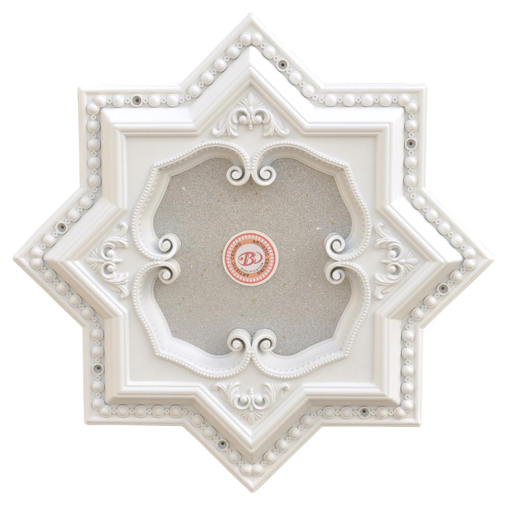 White and Silver Eight Pointed Star Chandelier Ceiling Medallion 24in. Picture 1