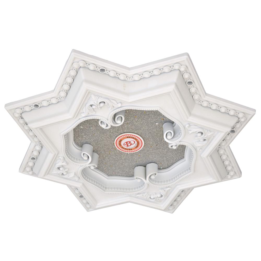 White and Silver Eight Pointed Star Chandelier Ceiling Medallion 24in. Picture 2