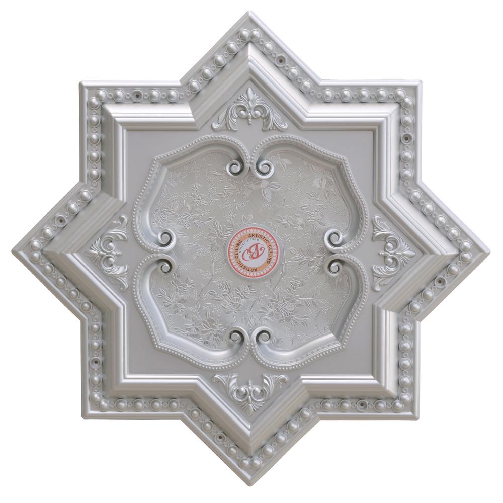 Silver Eight Pointed Star Chandelier Ceiling Medallion 24in. Picture 1