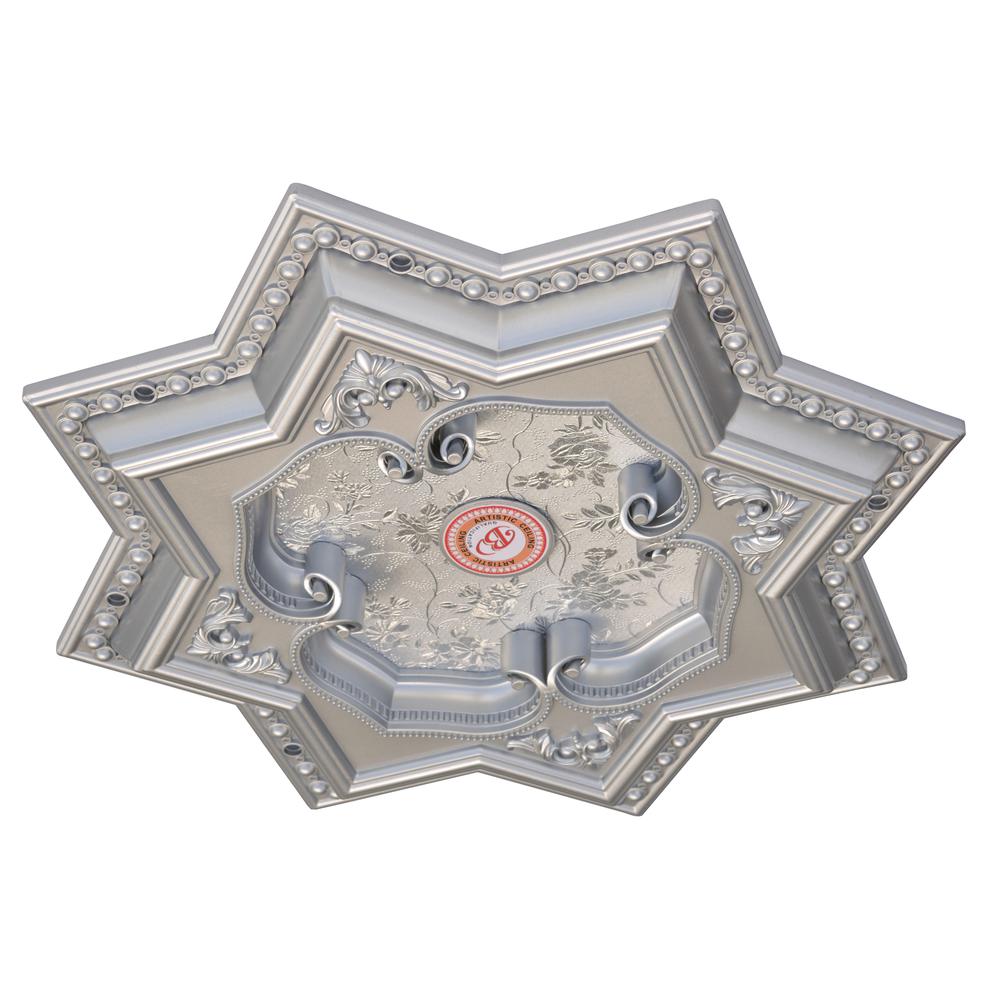 Silver Eight Pointed Star Chandelier Ceiling Medallion 24in. Picture 2