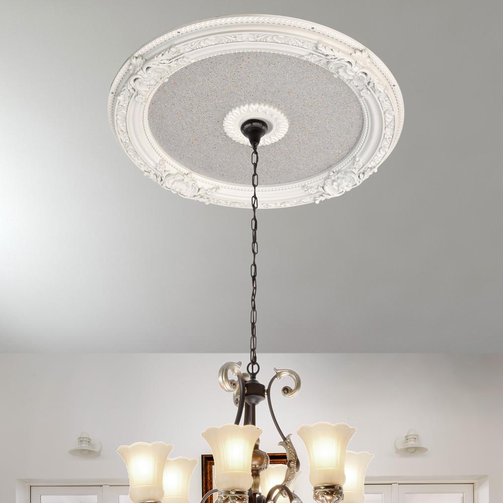 White and Silver Round Chandelier Ceiling Medallion 36in. Picture 4