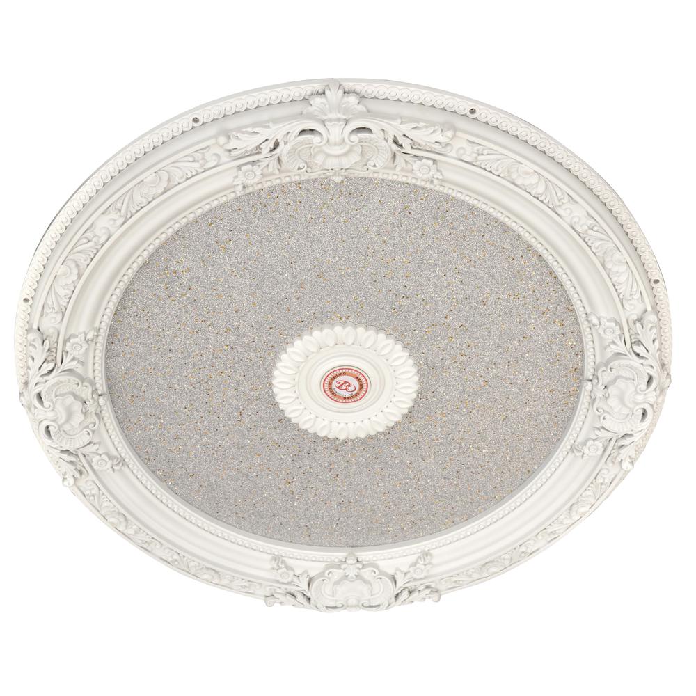 White and Silver Round Chandelier Ceiling Medallion 36in. Picture 2