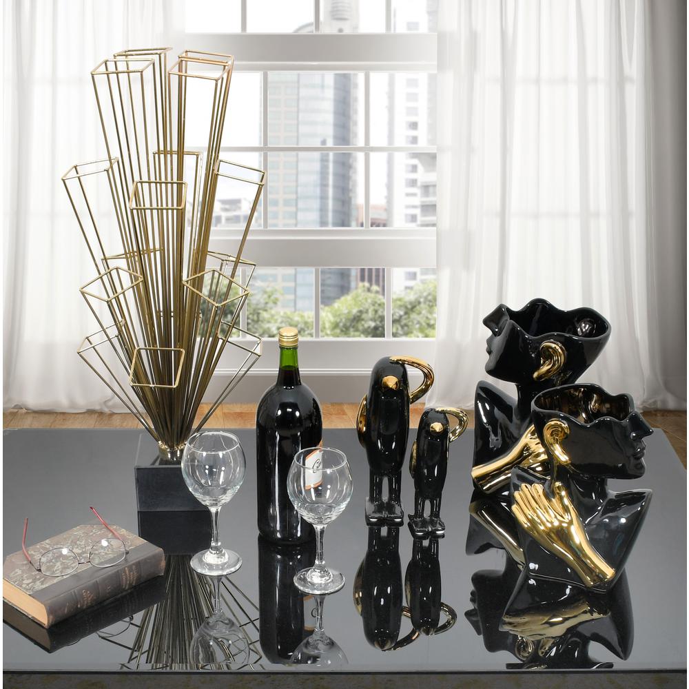 Abstract Torso Vases Black with Gold Accents Set of 2. Picture 2