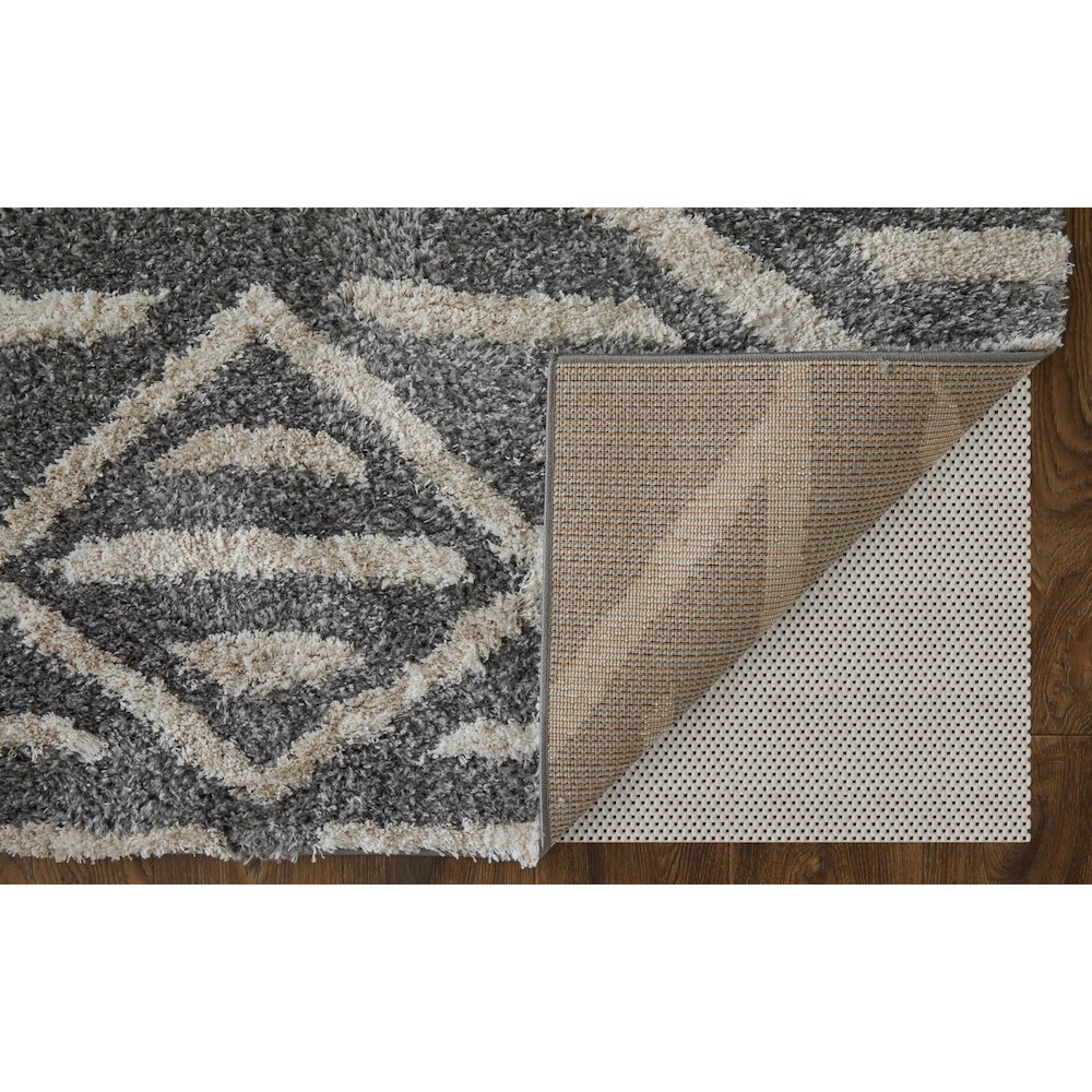 Mynka Transitional Diamond, Gray/Ivory, 9' x 12' Area Rug. Picture 4