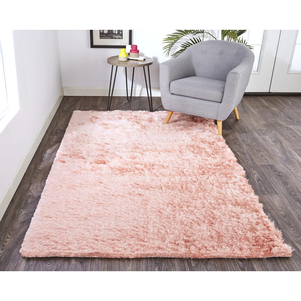 Indochine Plush Shag Accent Rug with Metallic Sheen, Salmon Pink, 3ft-6in x 5ft-6in, 4944550FBLH000C50. Picture 1