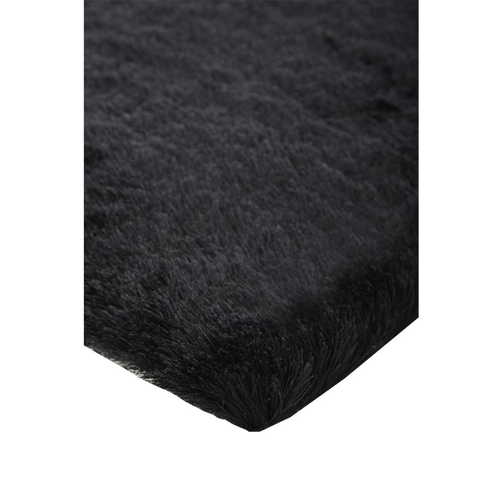Indochine Plush Shag Rug with Metallic Sheen, Noir Black, 2ft-6in x 6ft, Runner, 4944550FBLK000I26. Picture 2