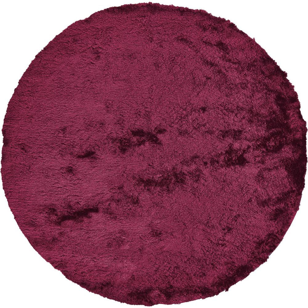 Indochine Plush Shag Rug with Metallic Sheen, Cranberry Red, 8ft x 8ft Round, 4944550FCBY000N80. Picture 1