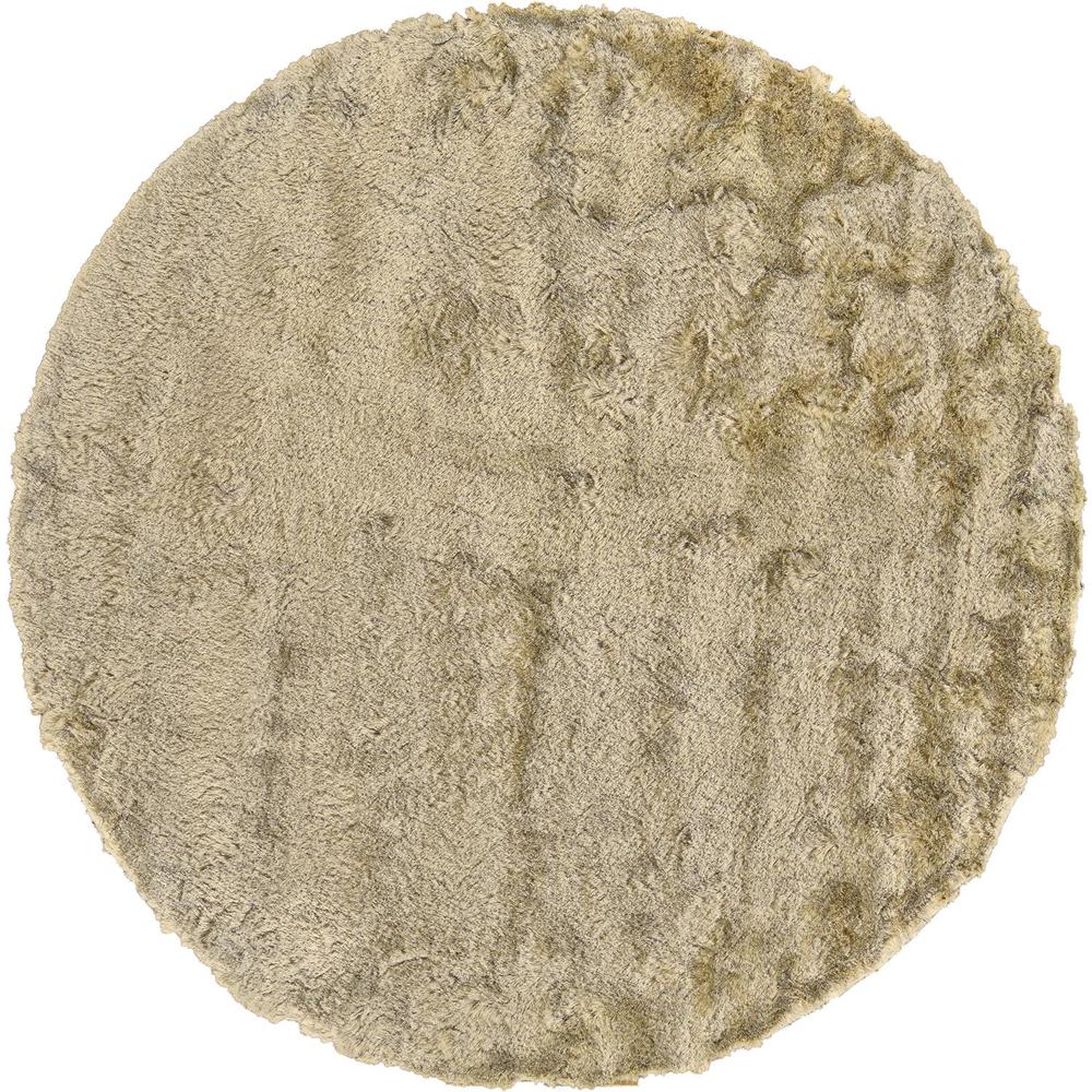 Indochine Plush Shag Rug with Metallic Sheen, Cream/Beige, 8ft x 8ft Round, 4944550FCRM000N80. The main picture.