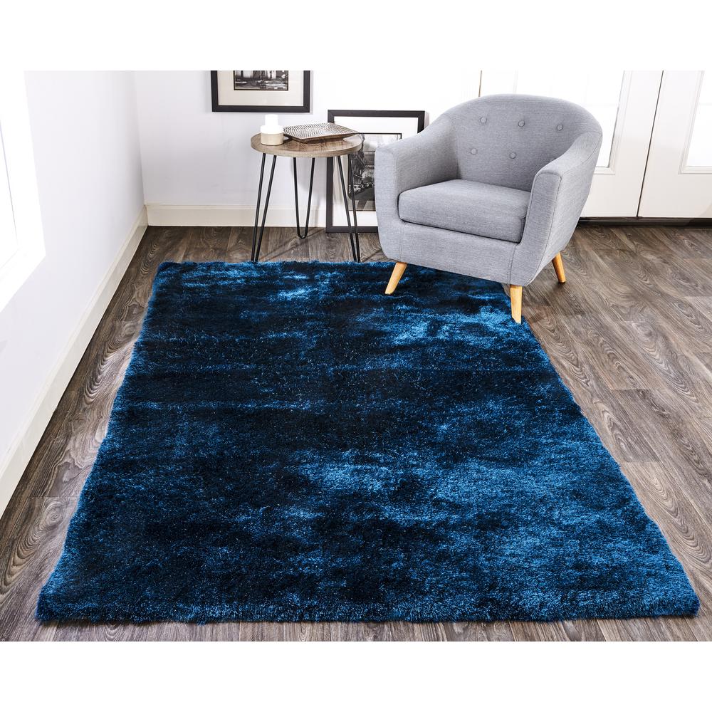 Indochine Plush Shag Rug with Metallic Sheen, Dark Blue, 3ft-6in x 5ft-6in, 4944550FDBL000C50. Picture 1