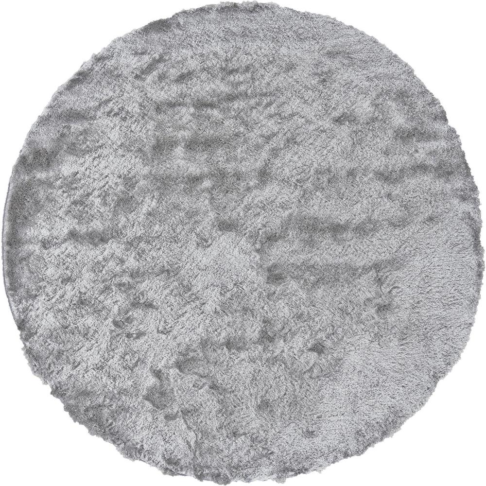 Indochine Plush Shag Rug with Metallic Sheen, Platinum/Gray, 8ft x 8ft Round, 4944550FPLA000N80. Picture 1