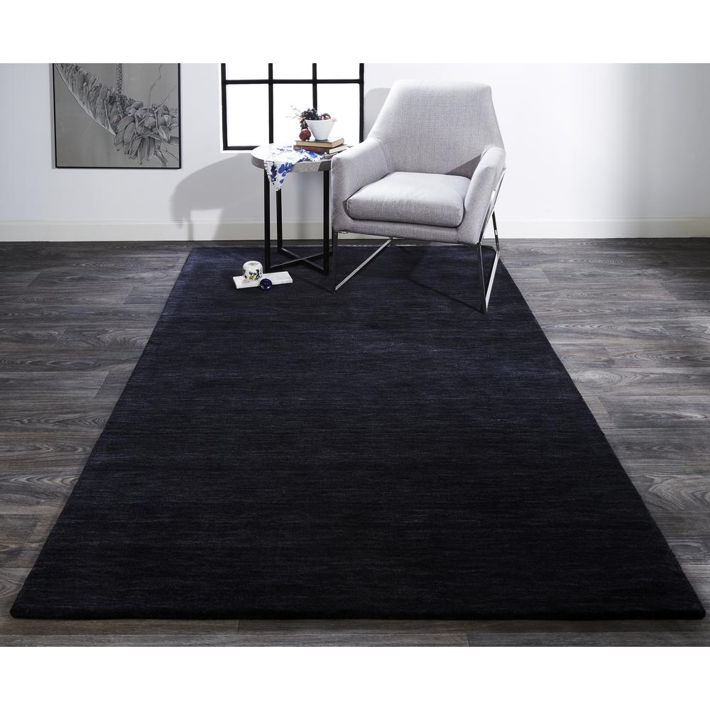 Luna Hand Woven Marled Wool Rug, Black/Dark Gray, 3ft-6in x 5ft-6in Accent Rug, 5798049FBLK000C50. Picture 1