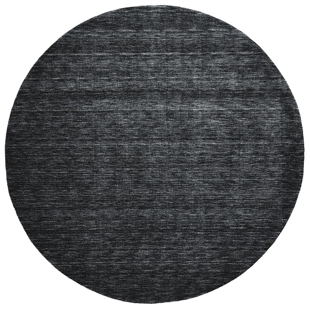 Luna Hand Woven Marled Wool Rug, Black/Dark Gray, 8ft x 8ft Round, 5798049FBLK000N80. Picture 1