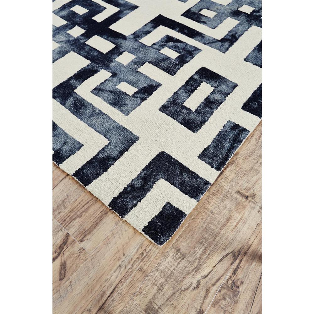 Lorrain Tufted Greek Key Wool Rug, Noir Black, 3ft - 6in x 5ft - 6in Accent Rug, 6108568FNOR000C50. Picture 3
