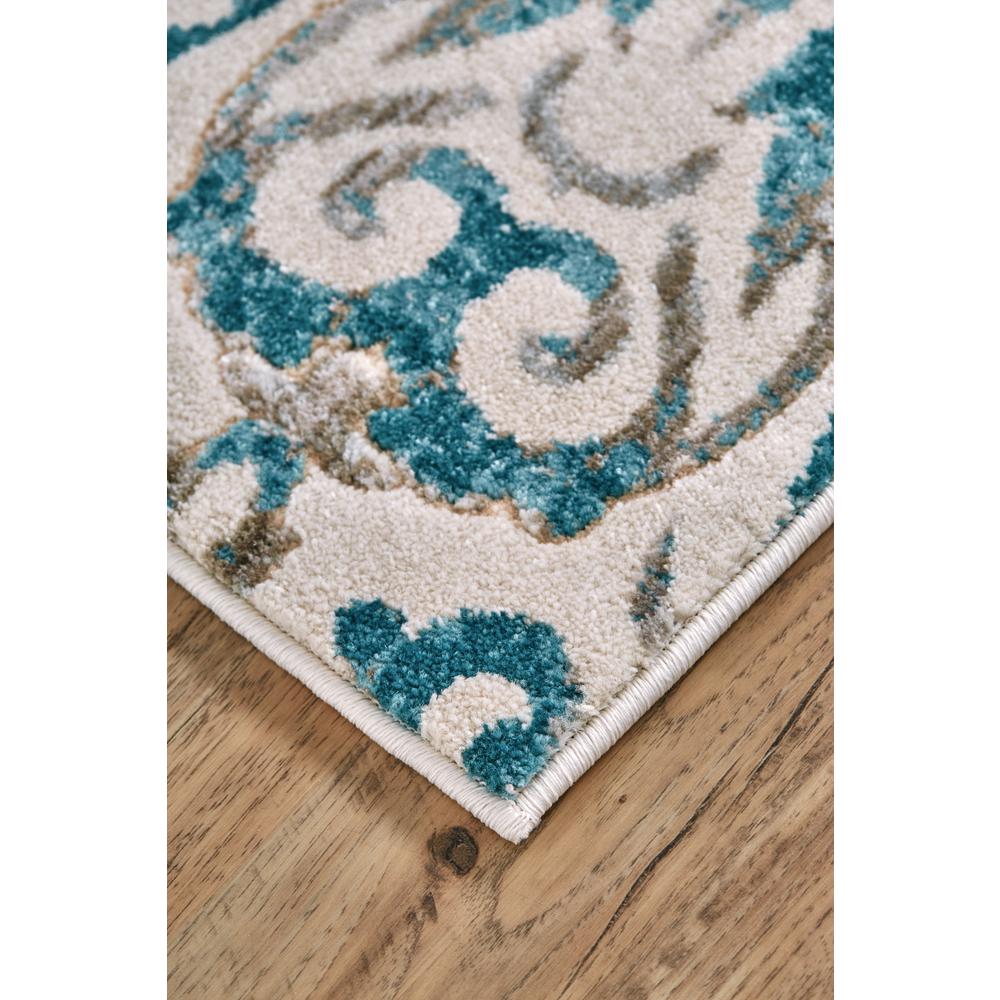 Keats Scroll Print Textured Rug, Crystal Teal Blue, 2ft-2in x 4ft Accent Rug, 6523466FTQS000A22. Picture 3