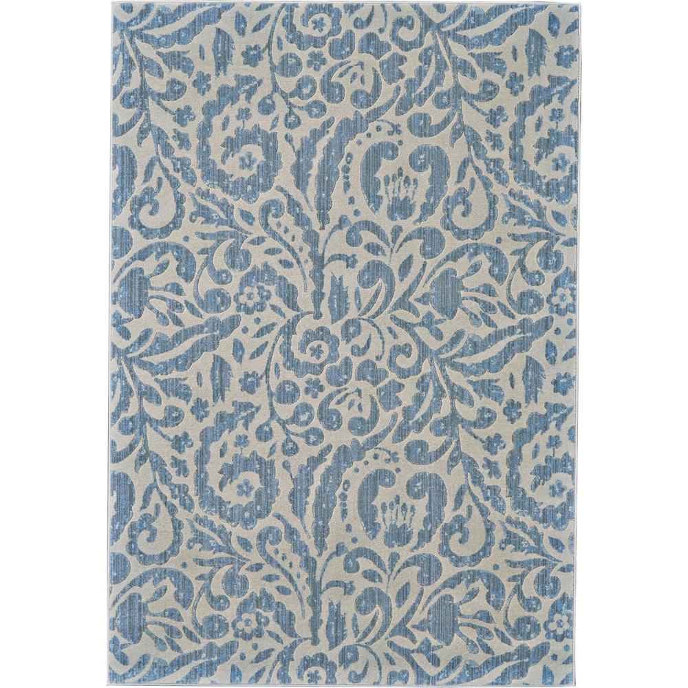 Milton Contemporary Print Floral Rug, Misty Blue/Ivory, 2ft-2in x 4ft Accent Rug, 6533473FMST000A22. Picture 2