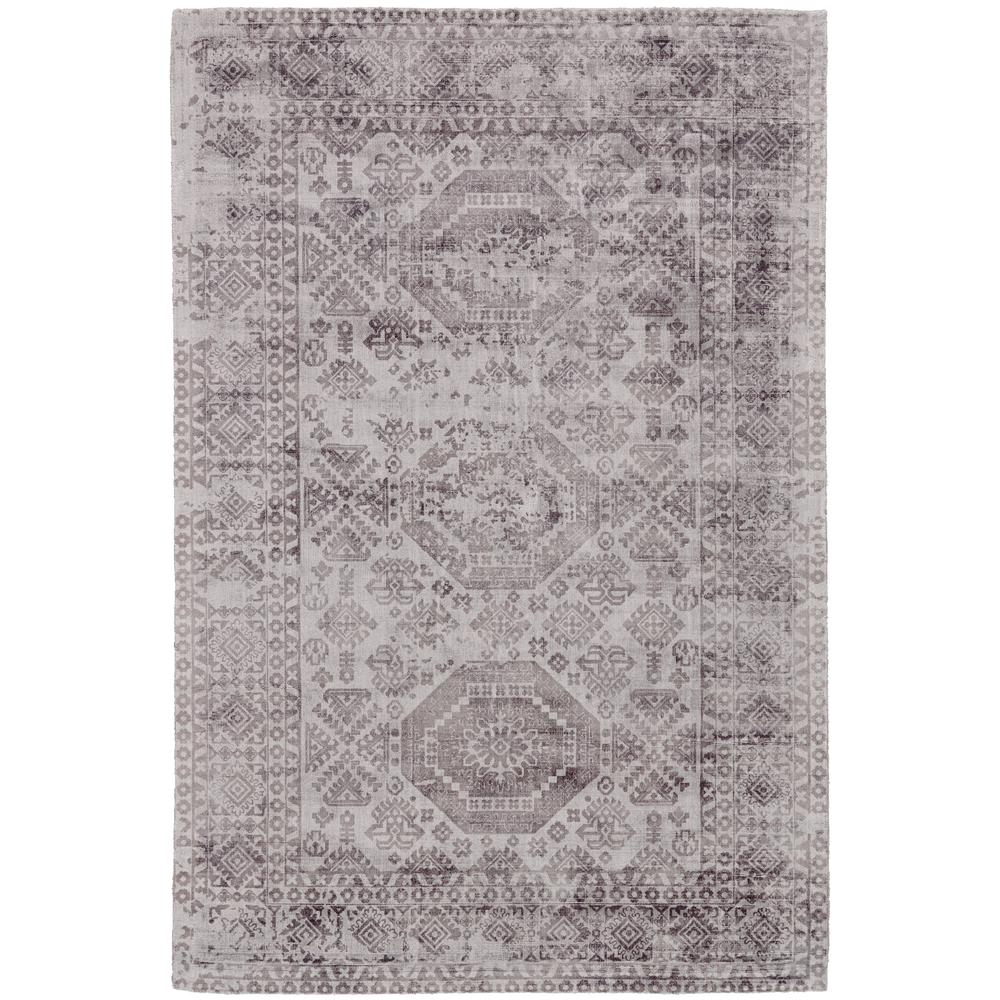 Nadia Distressed Geometric Rug, Gray/Eggplant Purple, 3ft-6in x 5ft-6in, 6678377FMSH000C50. Picture 2