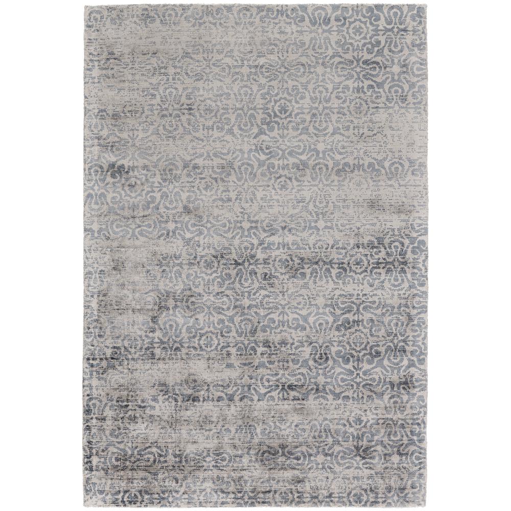 Nadia Distressed Damask Rug, Aegean Blue/Opal Gray, 3ft-6in x 5ft-6in, 6678389FSMK000C50. Picture 2