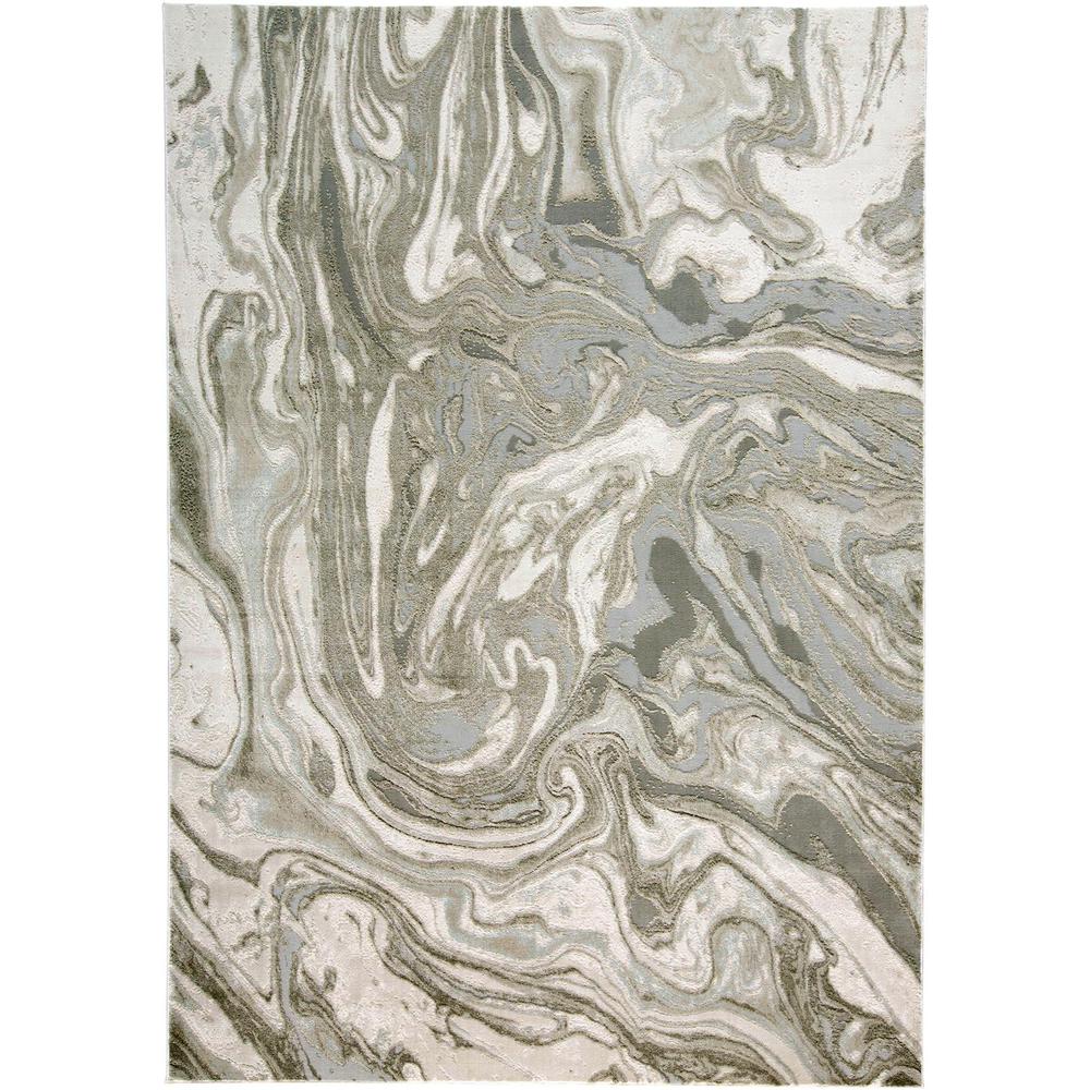 Prasad Abstract Watercolor Accent Rug, Silver Gray/Ivory, 1ft-8in x 2ft-10in, 6703894FLGY000P18. Picture 2