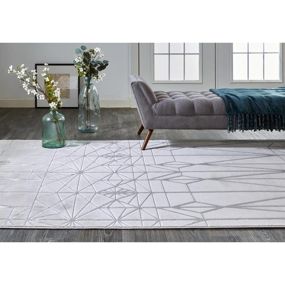 Micah Art Deco ArchitecturalAccent Rug, Ivory Bone/Silver, 1ft-8in x 2ft-10in, 6943045FIVYSLVP18. Picture 1