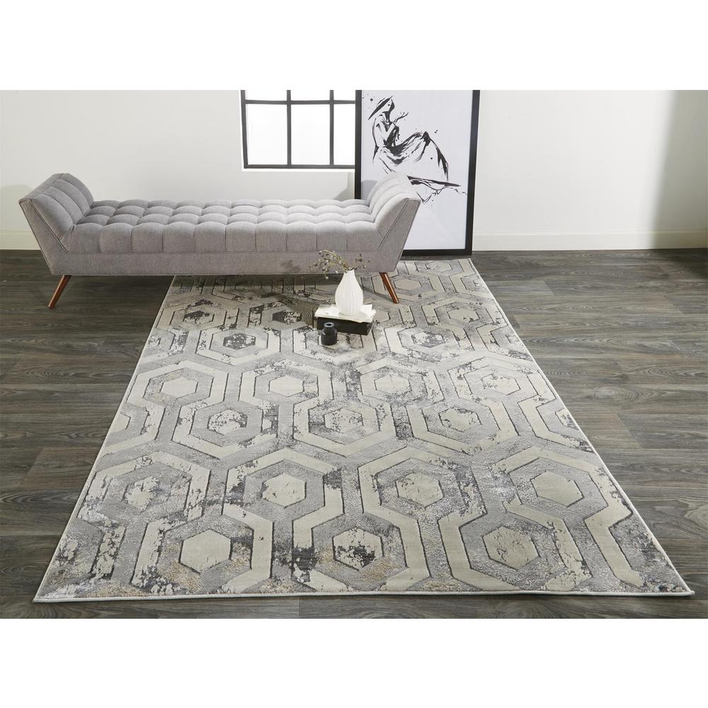 Micah Metallic ArchitecturalAccent Rug, Ivory Sand/Silver, 1ft-8in x 2ft-10in, 6943046FBGEGRYP18. Picture 1
