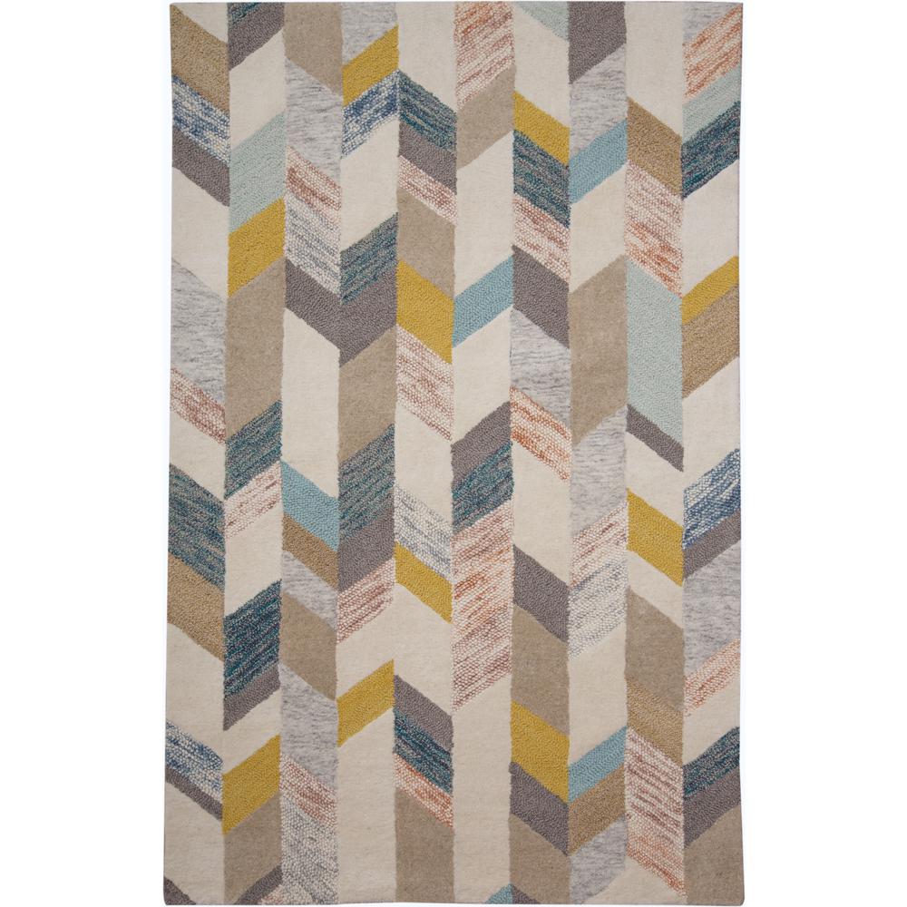 Arazad Graphic Chevron Tufted Rug, Turquoise/Gold, 3ft-6in x 5ft-6in Accent Rug, 7238446FGRYGLDC50. Picture 2