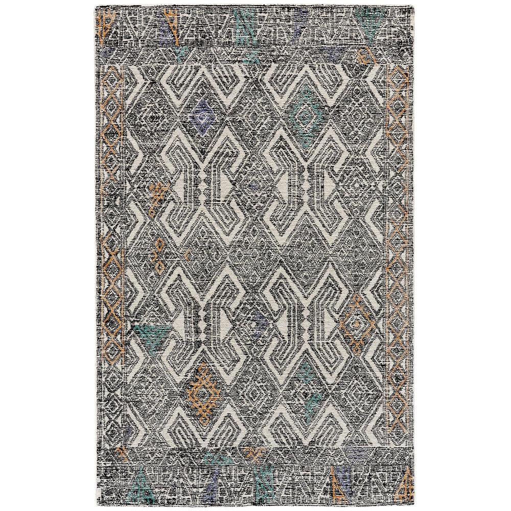 Arazad Tufted Accent Rug, Tribal, Apricot Orange/Teal Green, 3ft-6in x 5ft-6in, 7238479FBLKTNGC50. Picture 2