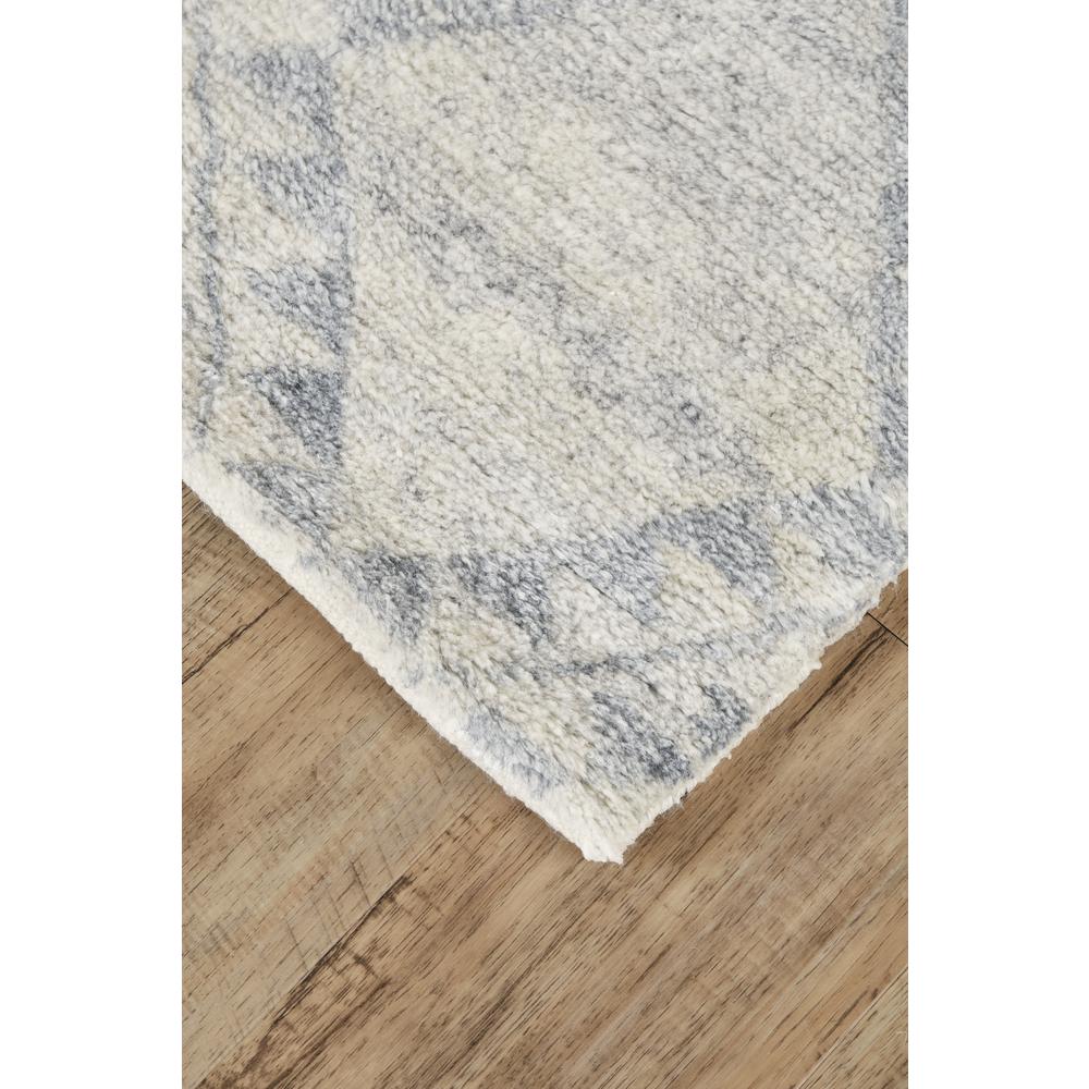 Abytha Diamond Hand Knot Wool Rug, Ivory/Blue/Gray, 2ft-6in x 8ft, Runner, 7316458FICE000I68. Picture 3