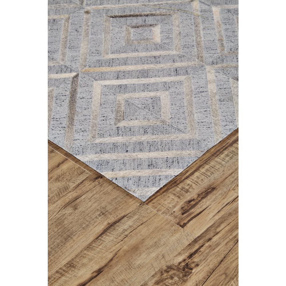 Fannin Handmade Diamond Leather Rug, Cool Gray/Taupe, 5ft x 8ft Area Rug, 7380754FBSQSTME10. Picture 2