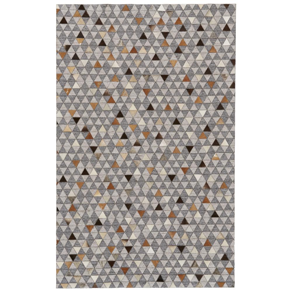 Fannin Handmade Mosaic Leather Rug, Wolf Gray/Rust, 5ft x 8ft Area Rug, 7380755FMLT000E10. Picture 1