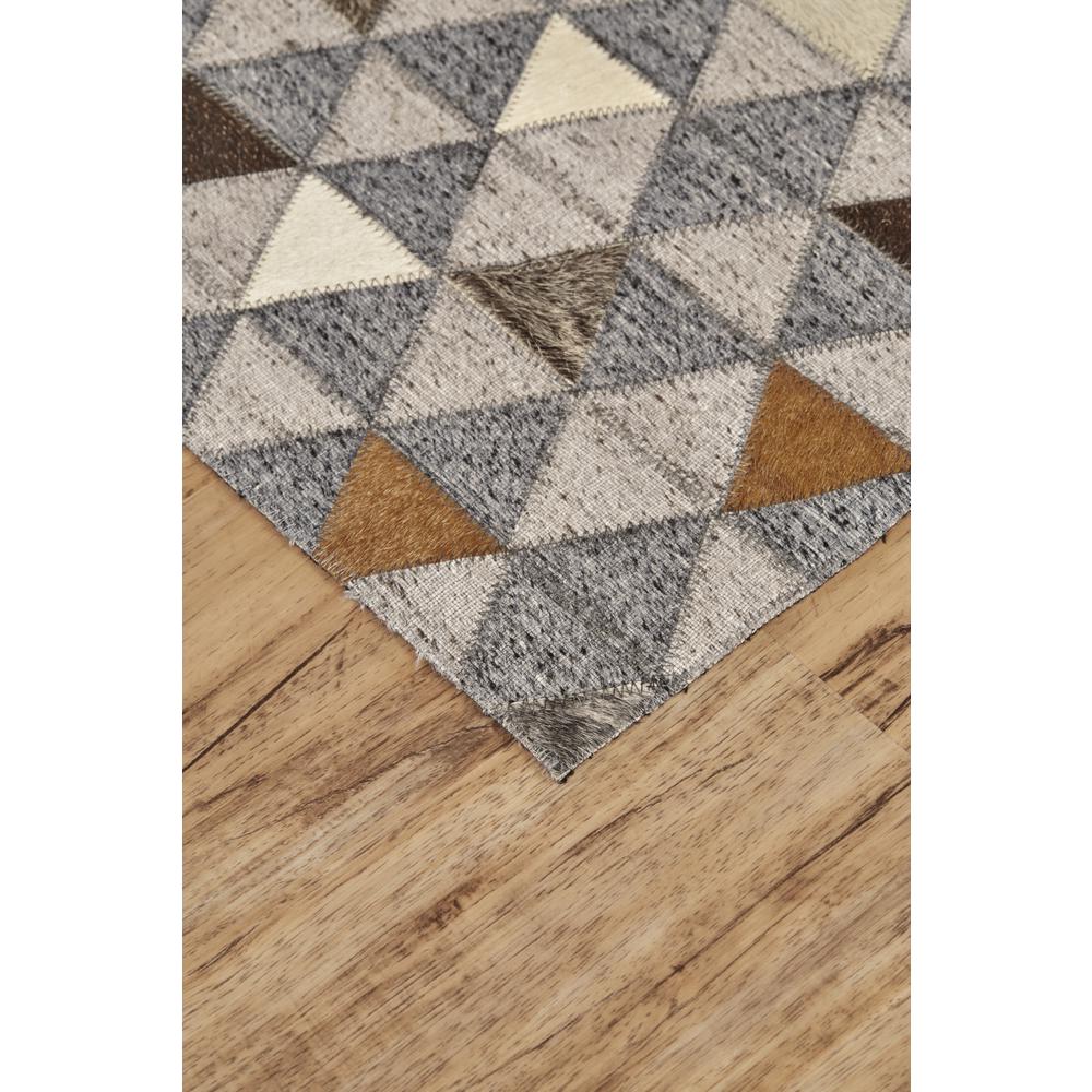Fannin Handmade Mosaic Leather Rug, Wolf Gray/Rust, 5ft x 8ft Area Rug, 7380755FMLT000E10. Picture 2