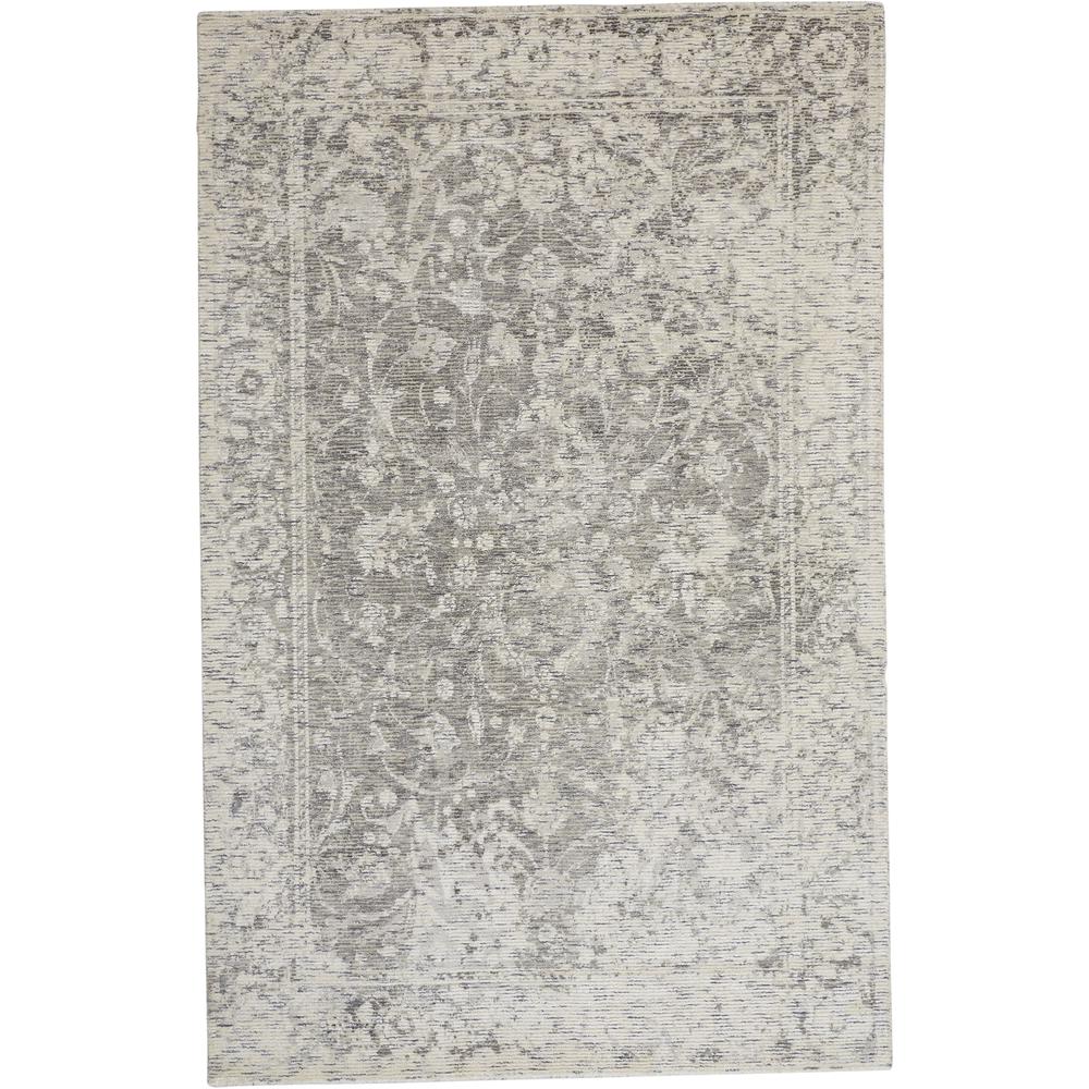 Reagan Distressed Ornamental Wool Rug, Ivory/Gray, 5ft x 8ft Area Rug, 7408685FGRY000E10. Picture 1