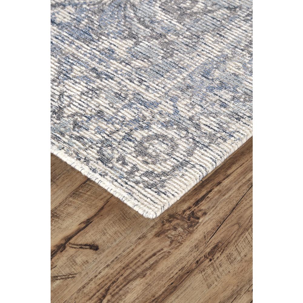 Reagan Distressed Ornamental Wool Rug, Parisian Blue/Ivory, 5ft x 8ft Area Rug, 7408687FGRYBLUE10. Picture 2