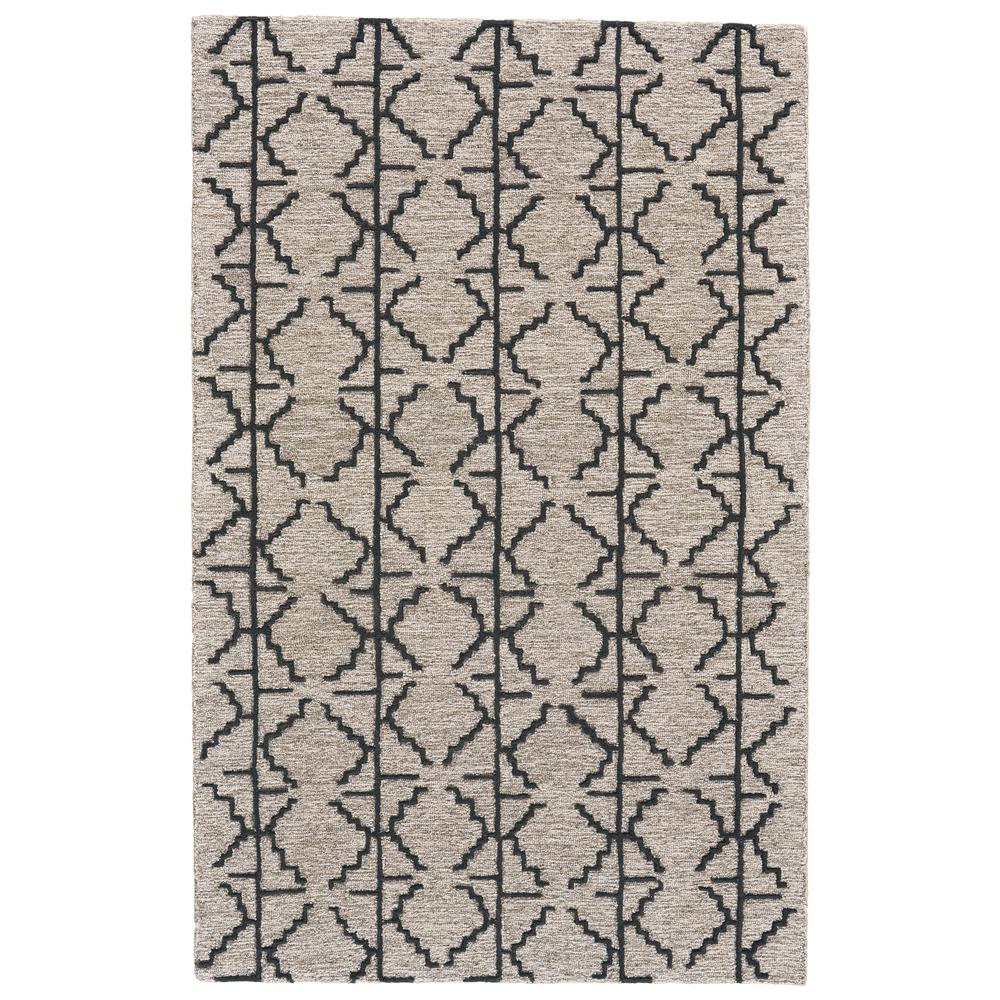 Enzo Minimalist Natural Wool Accent Rug, Warm Taupe/Black, 3ft-6in x 5ft-6in, 7428732FCHLGRYC50. Picture 2