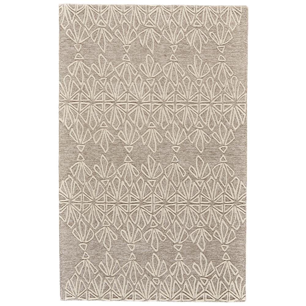Enzo Minimalist Geo Floral Wool, Warm Taupe/Ivory, 3ft-6in x 5ft-6in, 7428735FIVYTPEC50. Picture 2