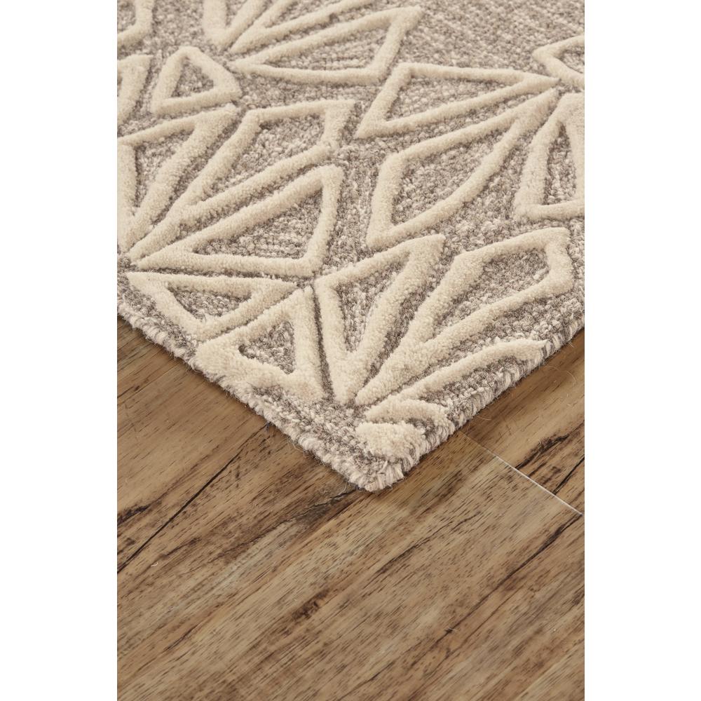 Enzo Minimalist Geo Floral Wool Rug, Warm Taupe/Ivory, 2ft - 6in x 8ft, Runner, 7428735FIVYTPEI6A. Picture 2