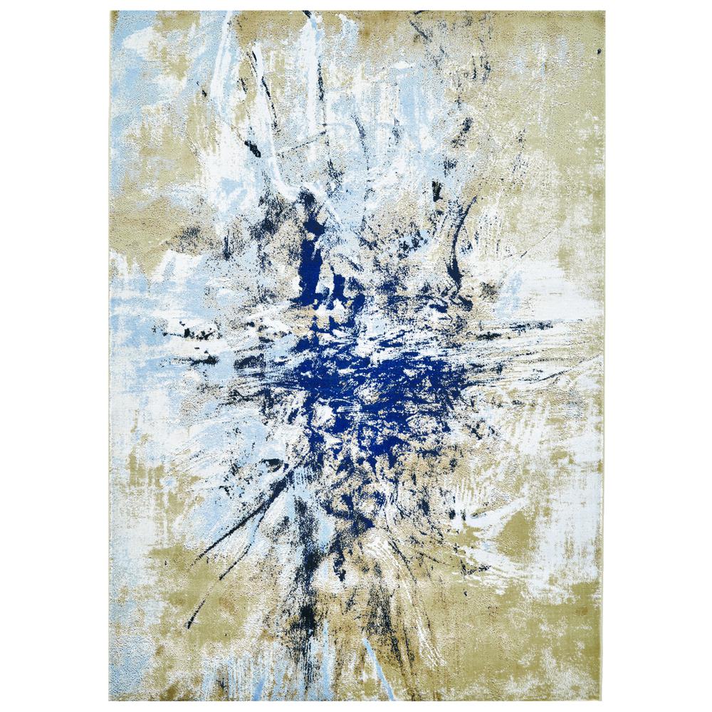 Marigold Abstract Splatter Print Accent Rug, Gold/Dusk Blue, 1ft-8in x 2ft-10in, 7883833FGLDBLUP18. Picture 1