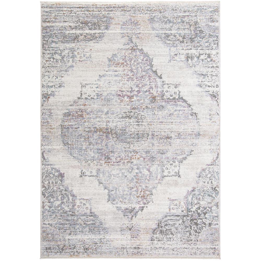Cecily Luxury Distressed Medallion Rug, Ivory/Light Blue, 2ft x 3ft Accent Rug, 8573581FCRMMLTP00. Picture 2