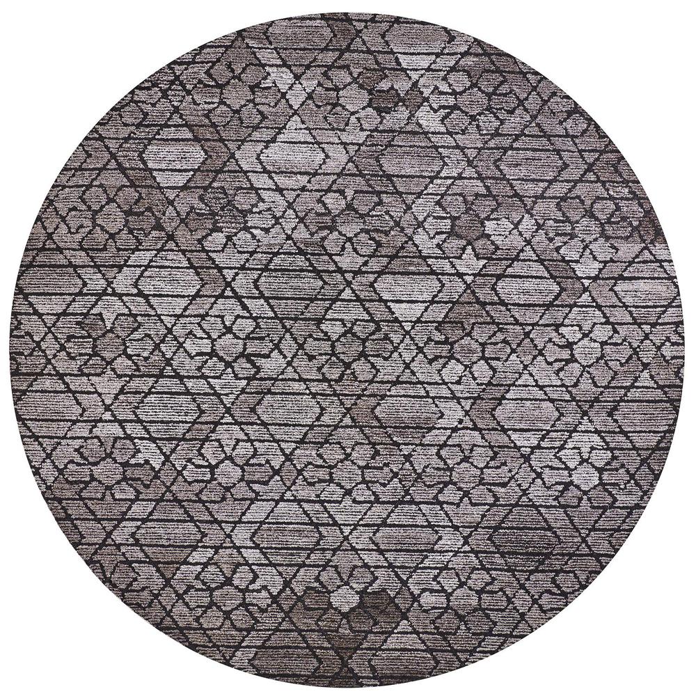 Asher Geometric Floral Wool Rug, Vapor Gray/Black, 8ft x 8ft Round, 8638766FGRYCHLN80. Picture 2