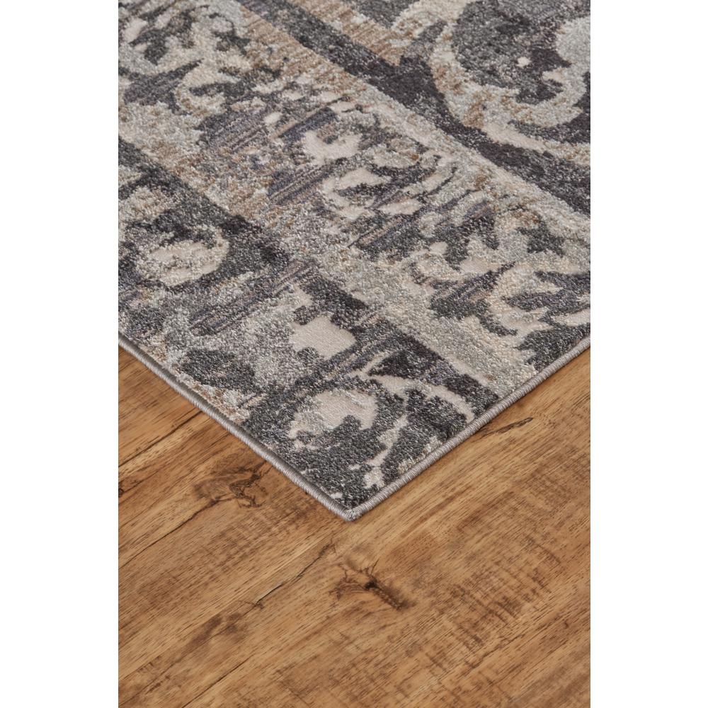 Kano Distressed Geometric FloralRug, Charcoal Gray, 2ft - 2in x 3ft Accent Rug, 8643871FCHLIVYA08. Picture 3