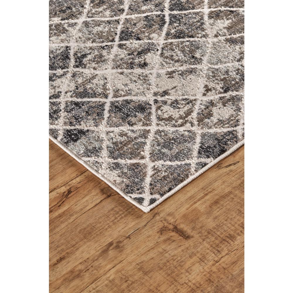 Kano Distressed Diamonds Rug, Charcoal/Ivory, 2ft - 2in x 3ft Accent Rug, 8643873FSNDIVYA08. Picture 3