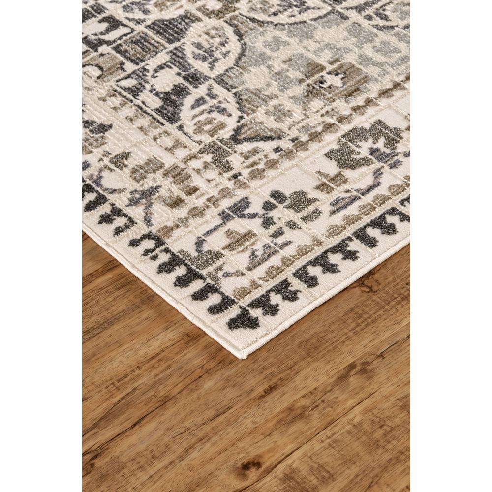 Kano Distressed Geometric Floral Accent Rug, Charcoal Gray/Ivory, 2ft-2in x 3ft, 8643874FGRYIVYA08. Picture 3