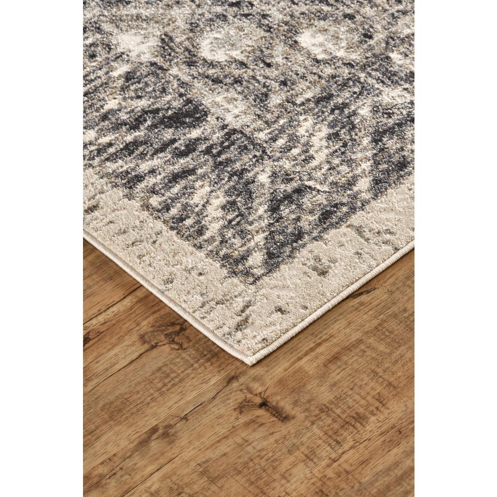 Kano Distressed Ornamental Accent Rug, Diamonds, Black/Ivory, 2ft-2in x 3ft, 8643875FGRYCHLA08. Picture 3