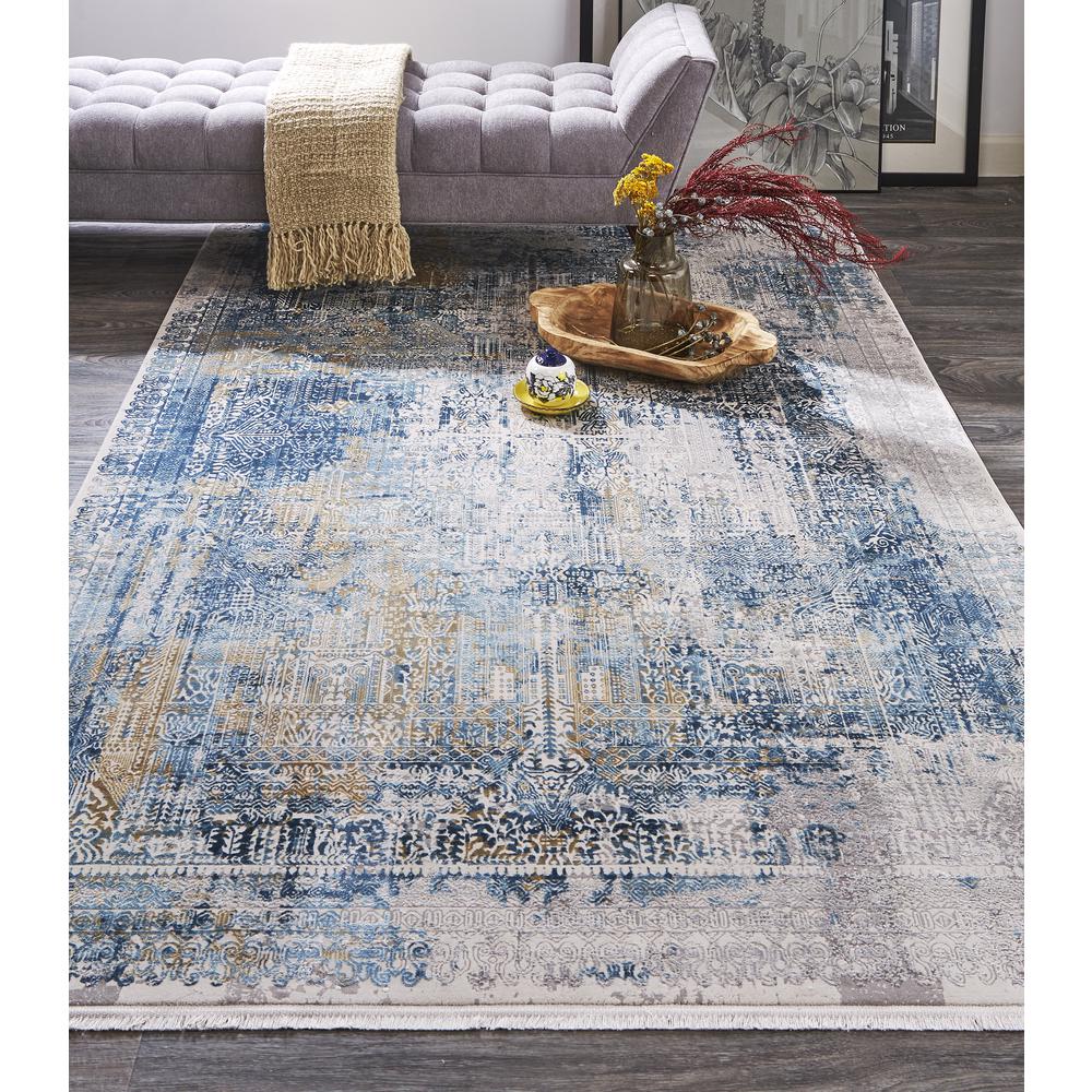 Cadiz Gradient Luster Distressed, Blue/Gray, 2ft-2in x 3ft-2in Accent Rug, 8663890FBLUGRYP22. Picture 1