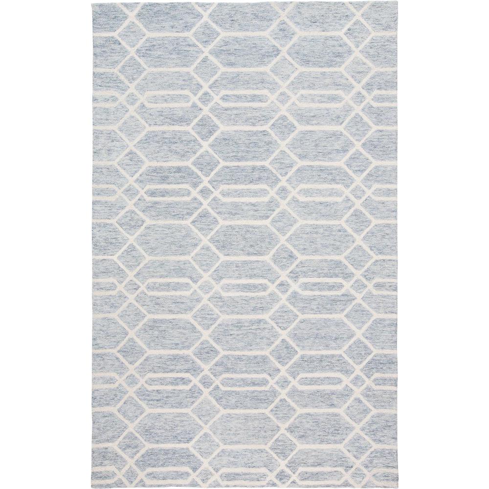 Belfort Modern Minimalist Rug, Lattice Pattern, Blue/Gray, 5ft x 8ft Area Rug, 8698777FBLUGRYE10. Picture 2