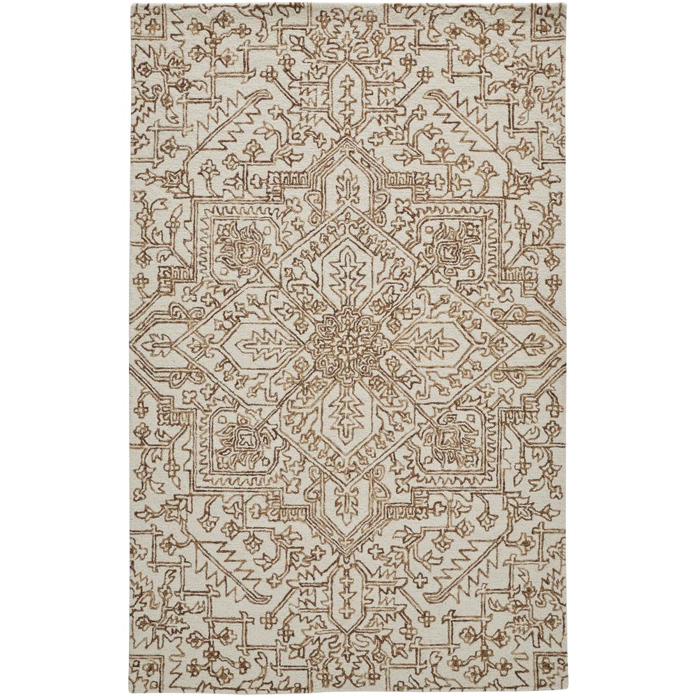 Belfort Modern Minimalist Area Rug, Floral Geometric, Leather Brown, 8ft x 10ft, 8698778FIVYBRNF00. Picture 2