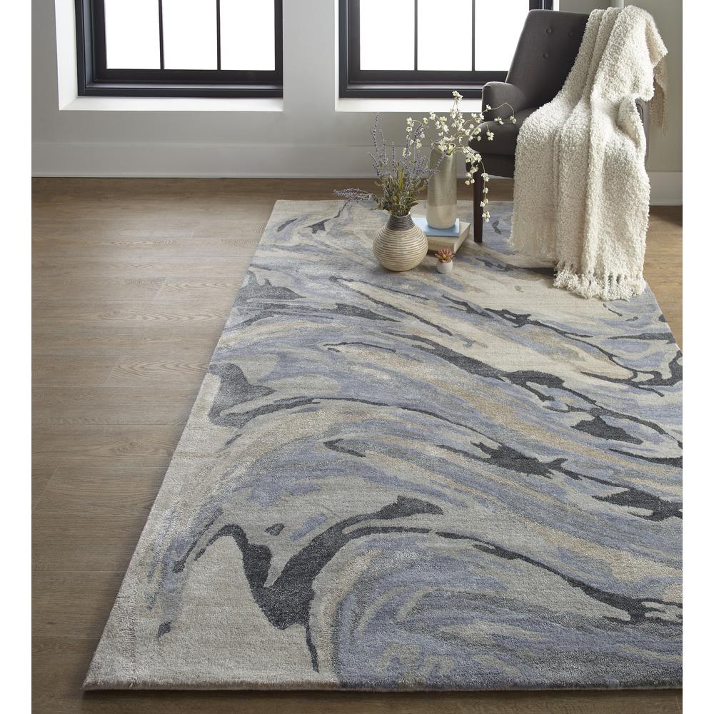 Dryden Contemporary Abstract, Dusty Blue/Light Taupe, 3ft-6in x 5ft-6in, 8738790FBLUGRYC50. The main picture.