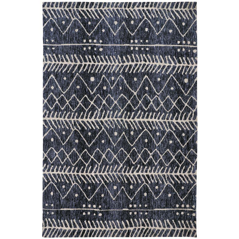 Colton Modern Mid-century Tribal Rug, Denim Blue, 3ft-6in x 5ft-6in Accent Rug, 8748318FDNM000C50. Picture 2