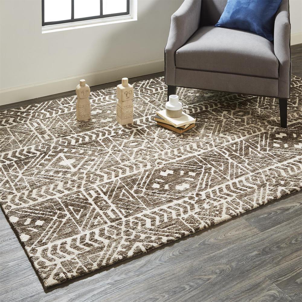 Colton Modern Mid-century Tribal Rug, Brown/Charcoal Gray, 3ft-6in x 5ft-6in, 8748627FCHL000C50. Picture 1