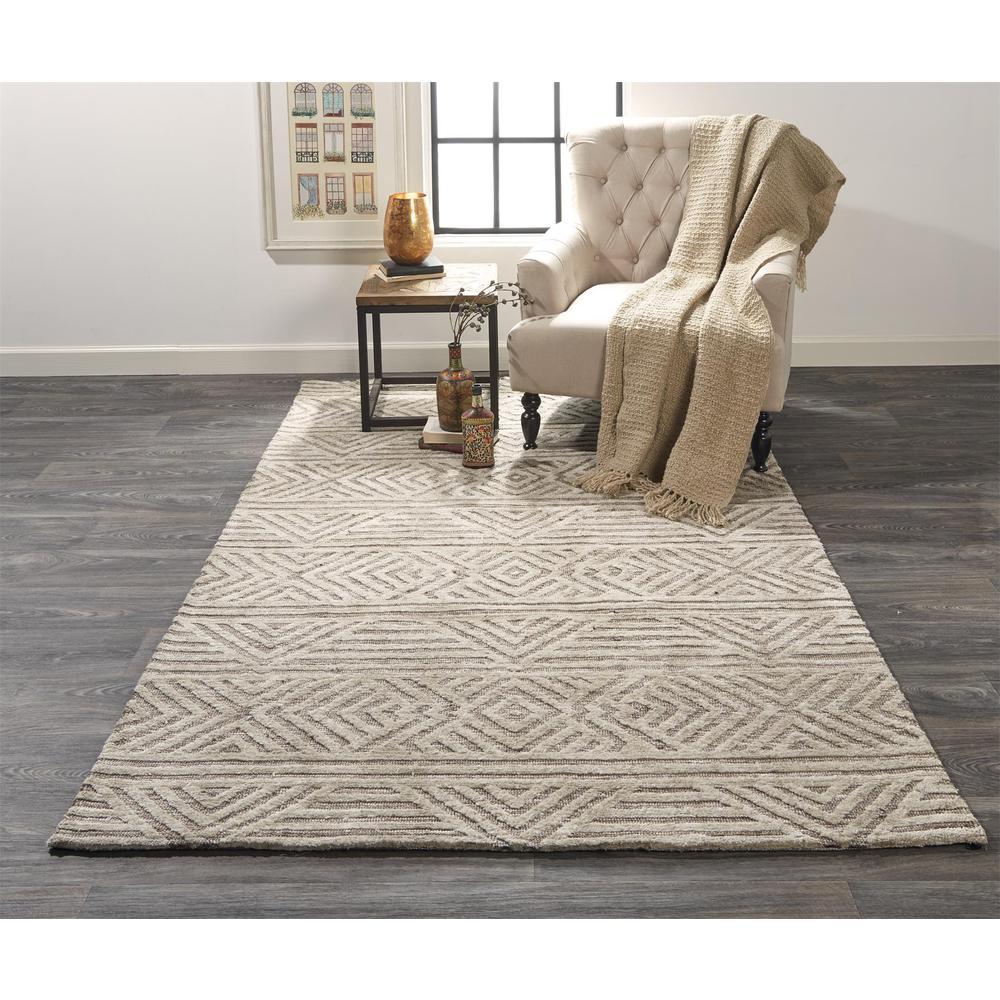 Colton Modern Diamond Art DecoAccent Rug, Sand/Natural Tan, 3ft-6in x 5ft-6in, 8748791FBRN000C50. Picture 1