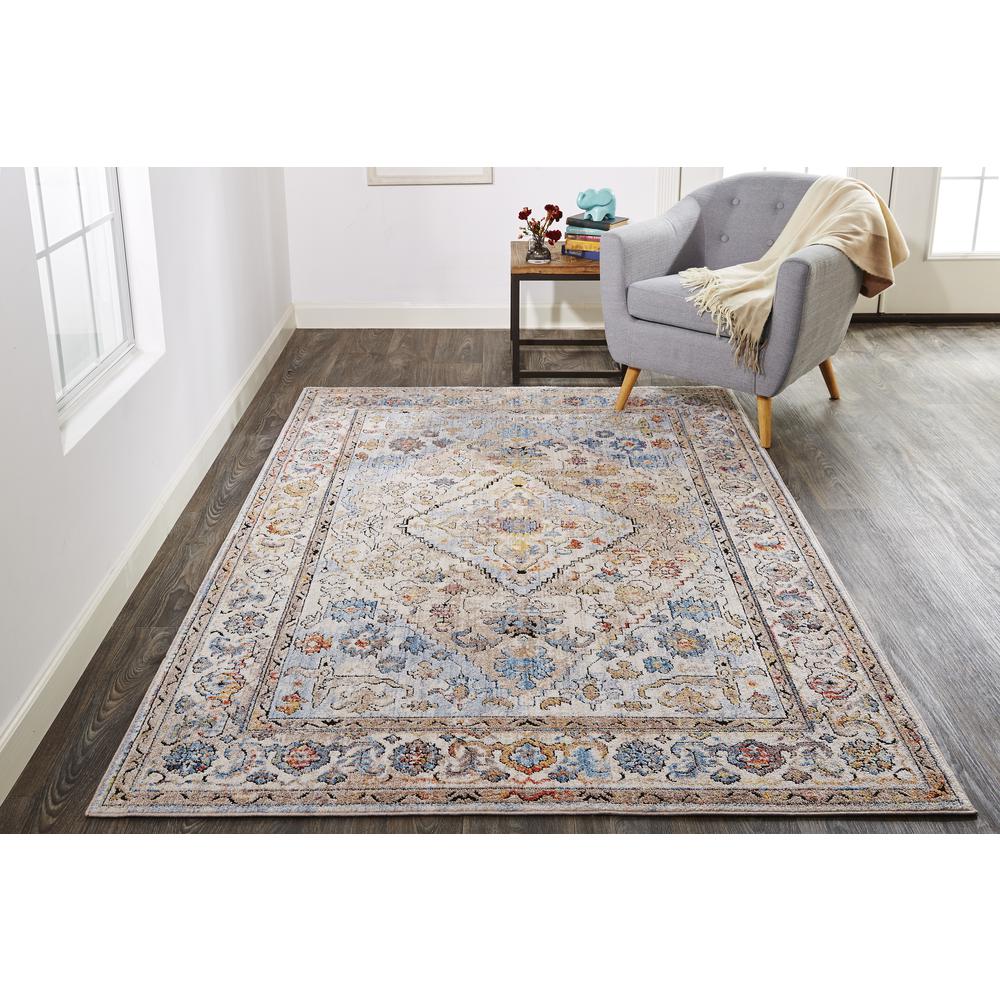Armant Bohemian Space-dyed Accent Rug, Ivory/Gold/Blue, 4ft x 5ft-9in Accent Rug, 8803905FIVYMLTC01. Picture 1